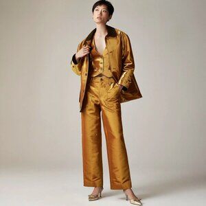 J. Cerw Christopher John Rogers X J.Crew Wide-Leg pant in Gold Lamé